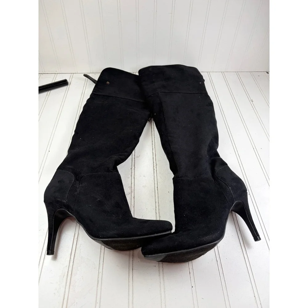 Mossimo Vintage Y2K Black Suede Over The Knee Stiletto Boots Women's Size 8 NWT